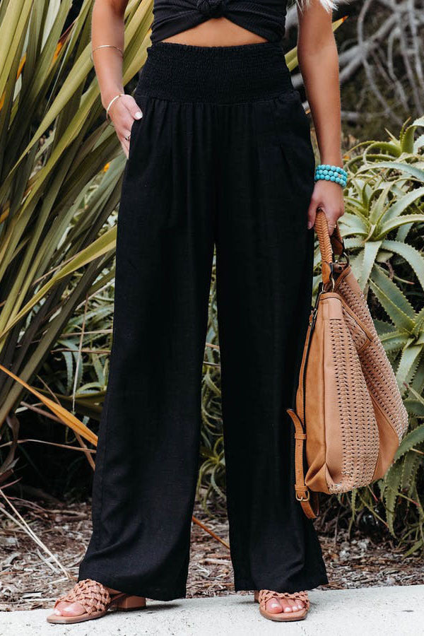 Elastic Waist Wide Leg Pant