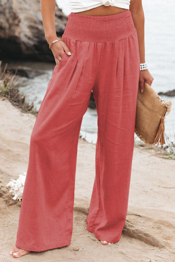 Elastic Waist Wide Leg Pant