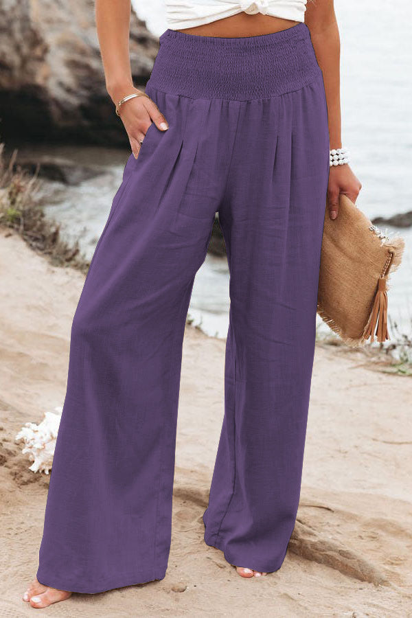 Elastic Waist Wide Leg Pant