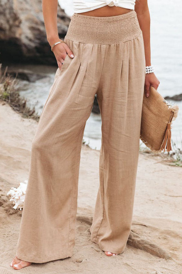 Elastic Waist Wide Leg Pant