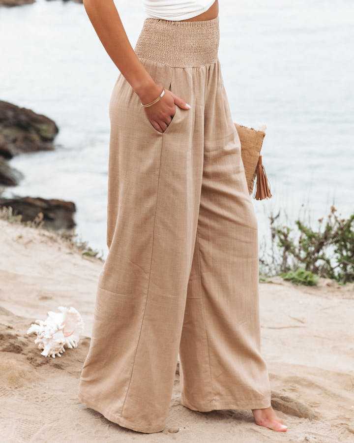 Elastic Waist Wide Leg Pant