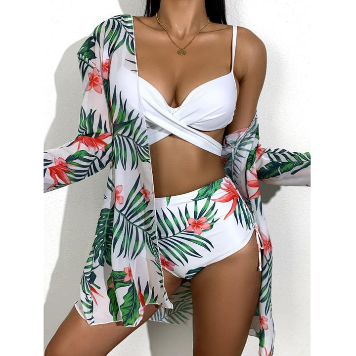 Print Long Sleeve Bathing Bikini